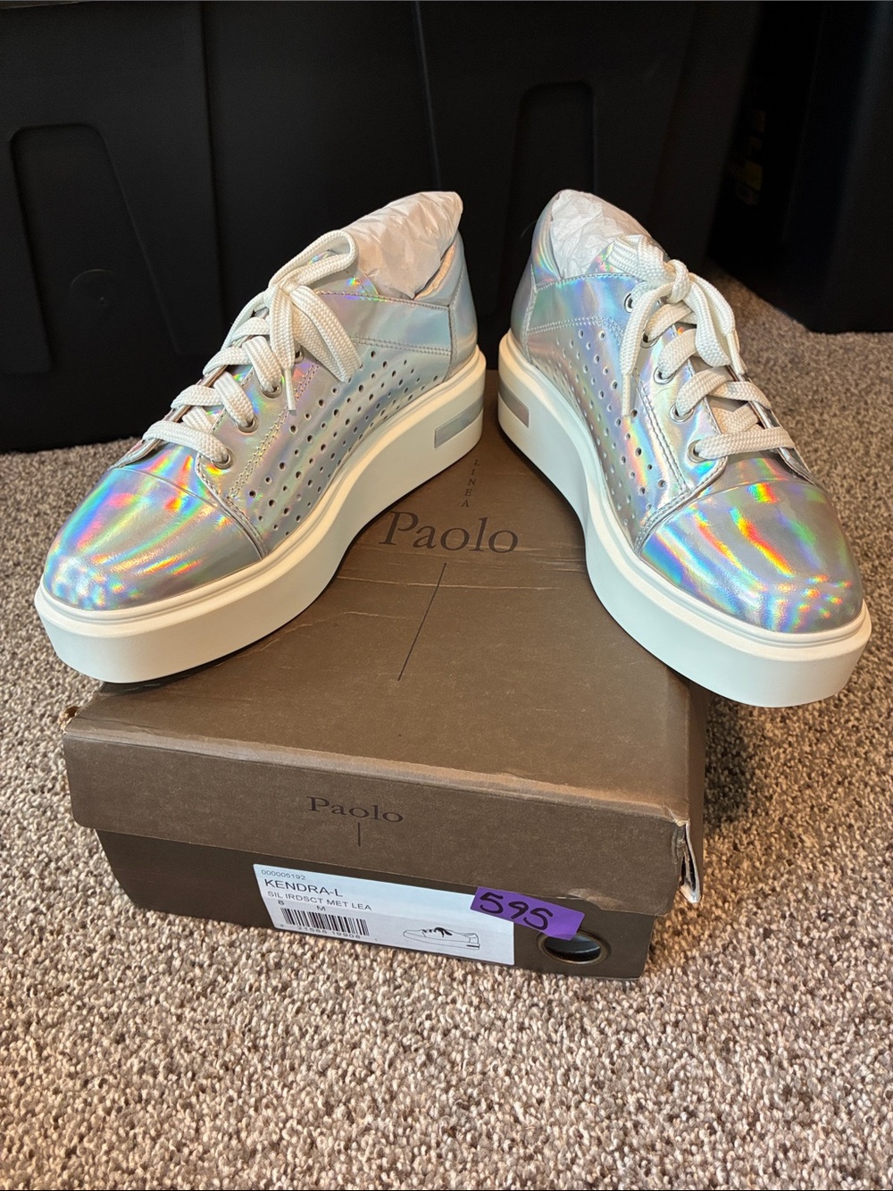 Paolo Holographic Platform Sneakers - Iridescent Silver